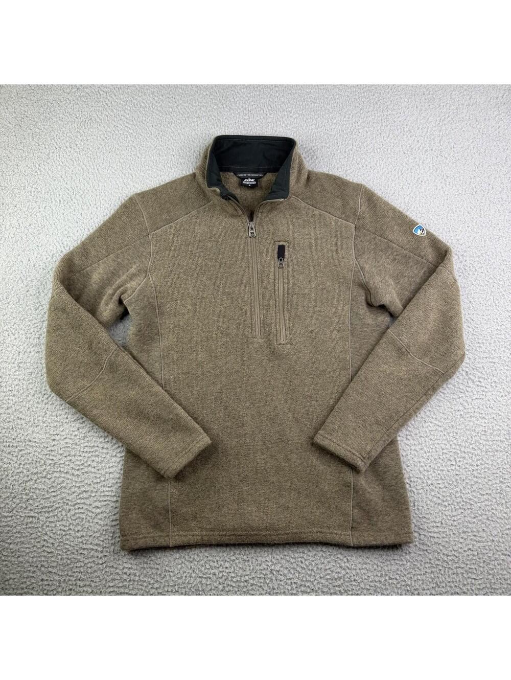 Kuhl Pullover Mens S Interceptr Fleece 1/4 Zip Outdoor Performance Oatmeal